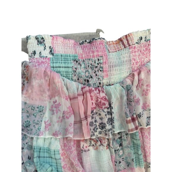 STEVE MADDEN Tiered y2k Ruffle Floral Smocked Skirt Size Small - Picture 6 of 7